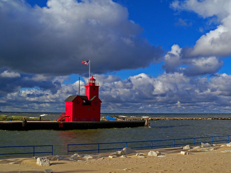 big red lighthouse